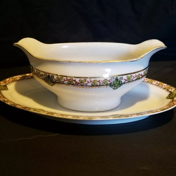 O E & G Royal Austria China Other - Antique O & E G Royal Austria China Gravy Boat and Platter Base RARE 1899 Piece